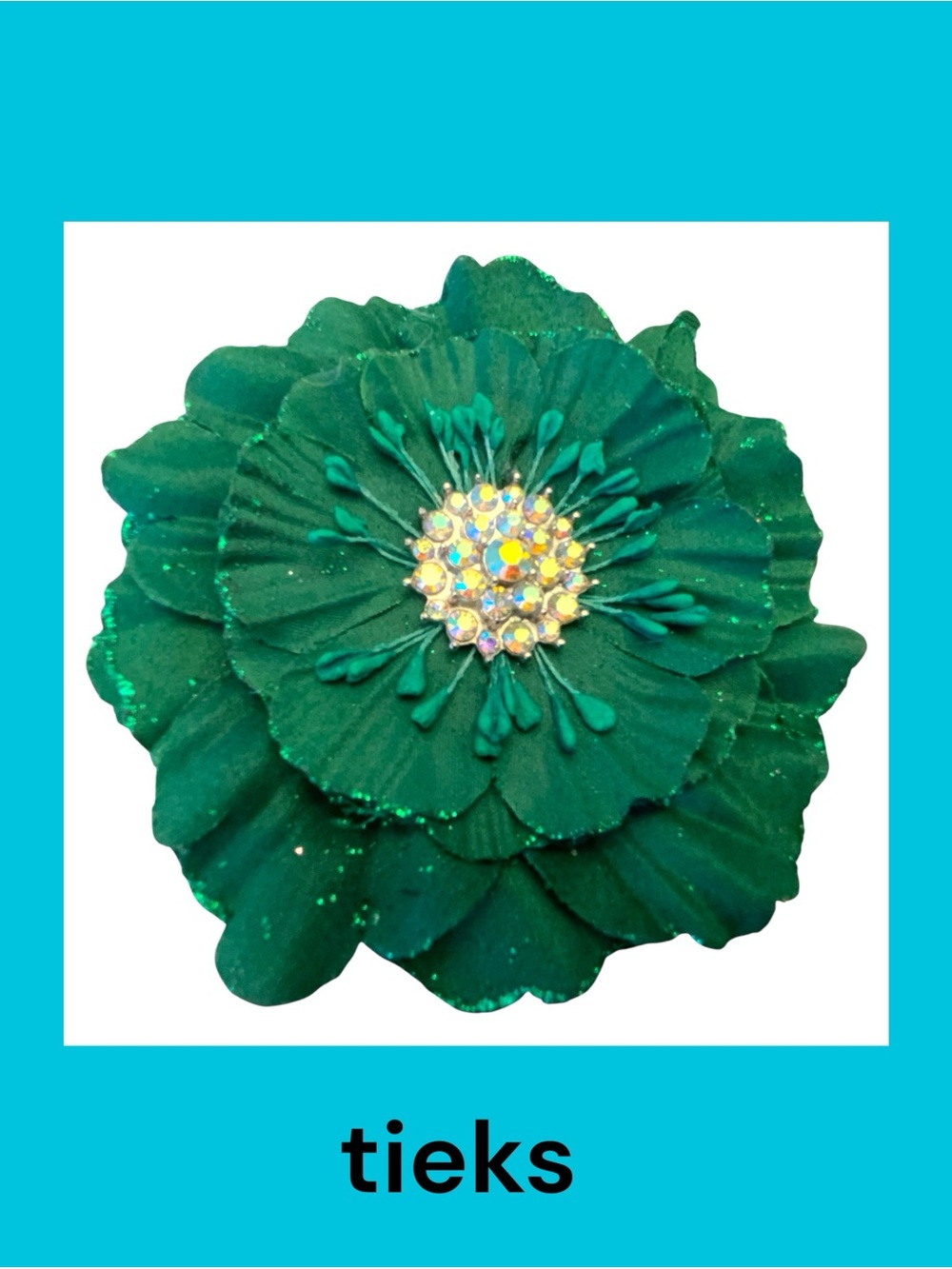 Tieks Emerald Green Floral Topper with Rhinestone Cluster